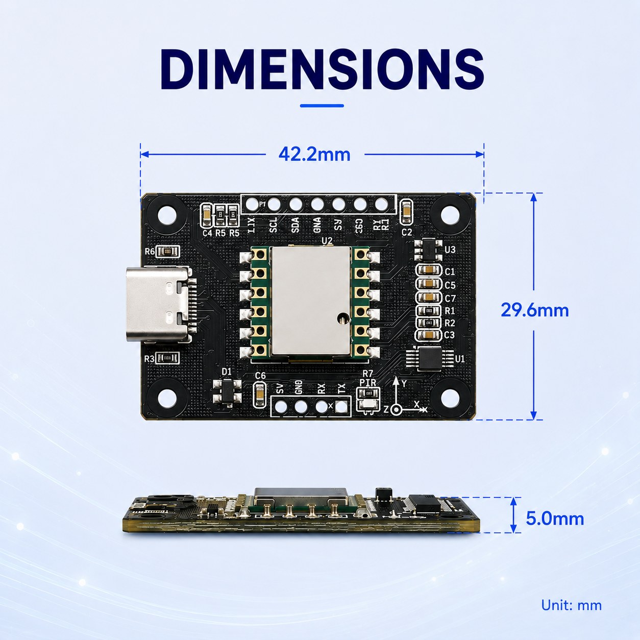 DR100 IMU dimensions